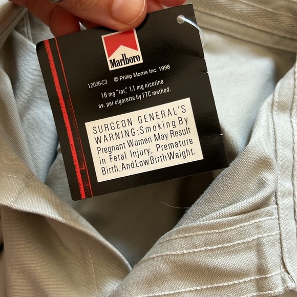 Vintage 90s Marlboro Gear Men's Button Up Long Sleeve Shirt NWT Sz Large - Picture 12 of 13